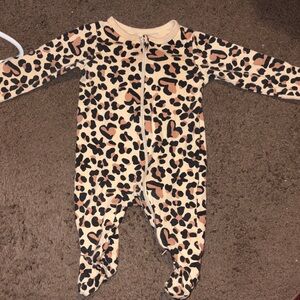wonder nation Beige and Black Leopard Heart Footed One-Piece